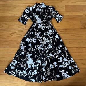 Chico's Black Maxi Dress with White Floral Print